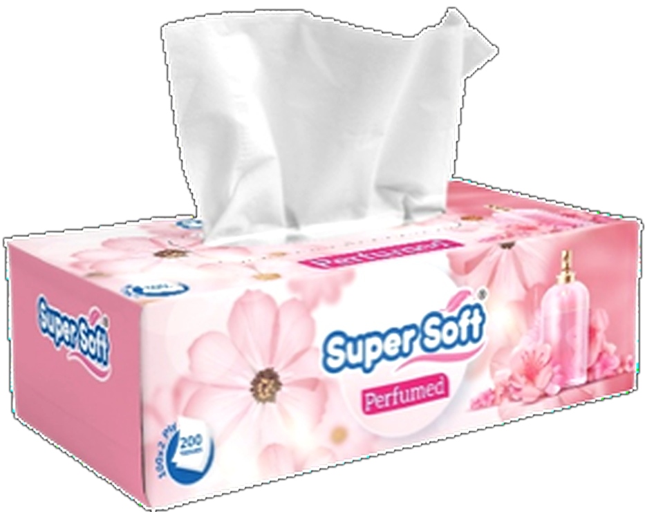Super Soft Tissue Box Perfumed Tissue Size 17x20cm 100x2 Ply =200 Tissues Pure Imported Paper 13.7gsm 36/Box per carton