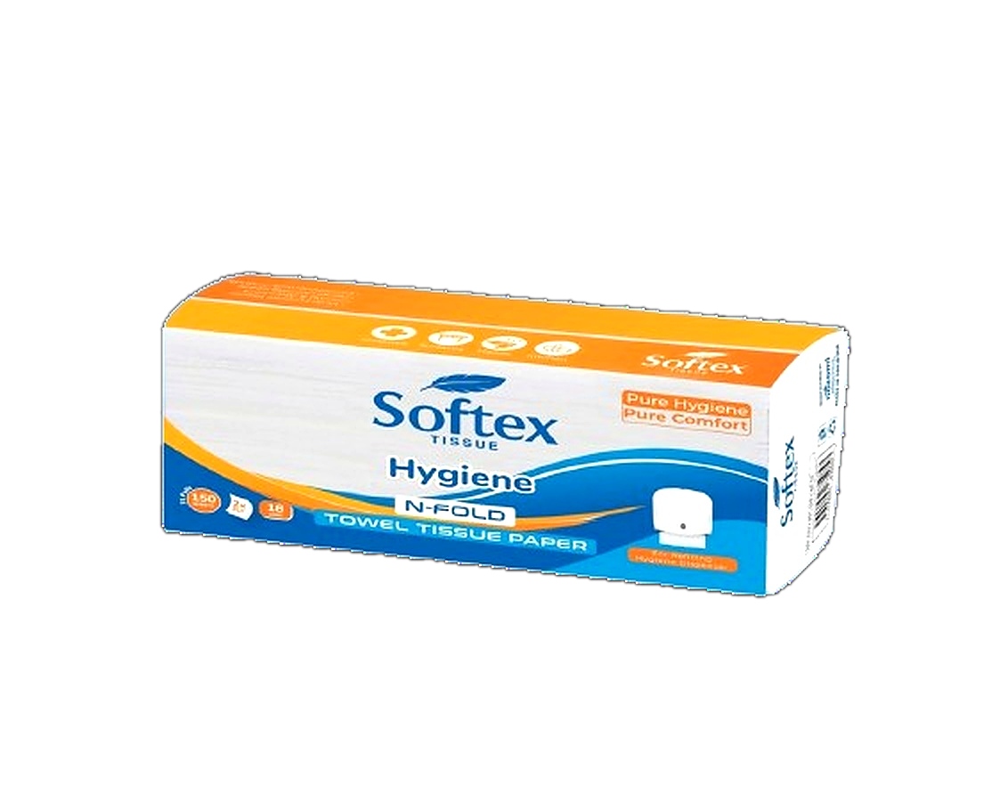 Softex Hygiene Tissue Hand Towel Wrapped 18gsm x 2 ply = 36gsm 75 x 2 ply = 150 Tissues Tissue Size 215 x 220mm Pure Imported Paper 40/pkt per Carton