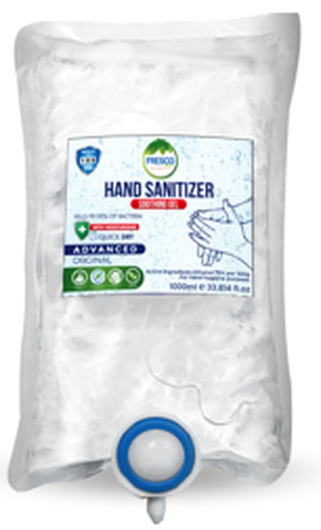 FRESCO Hand Sanitizer Gel 1000ml Pouch Acitve Ingredients Ethanol 70% 16/Pouch per Carton